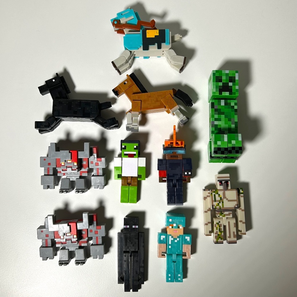 Minecraft Mini Figure Collection - Green, Black, Brown, Cyan Set